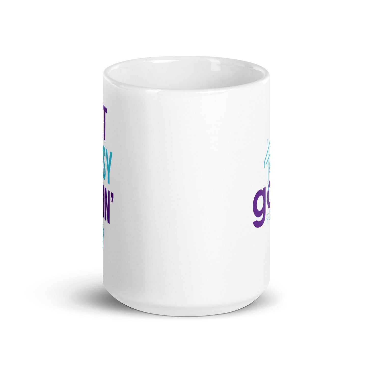 Get Busy Livin' White glossy mug